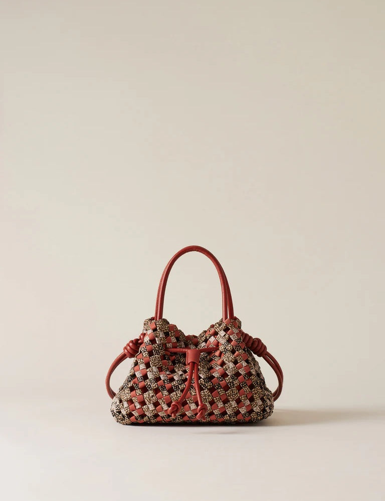 Small Borbonese La Nido shopping bag, stylish accessory for women, featuring a compact design and signature branding.
