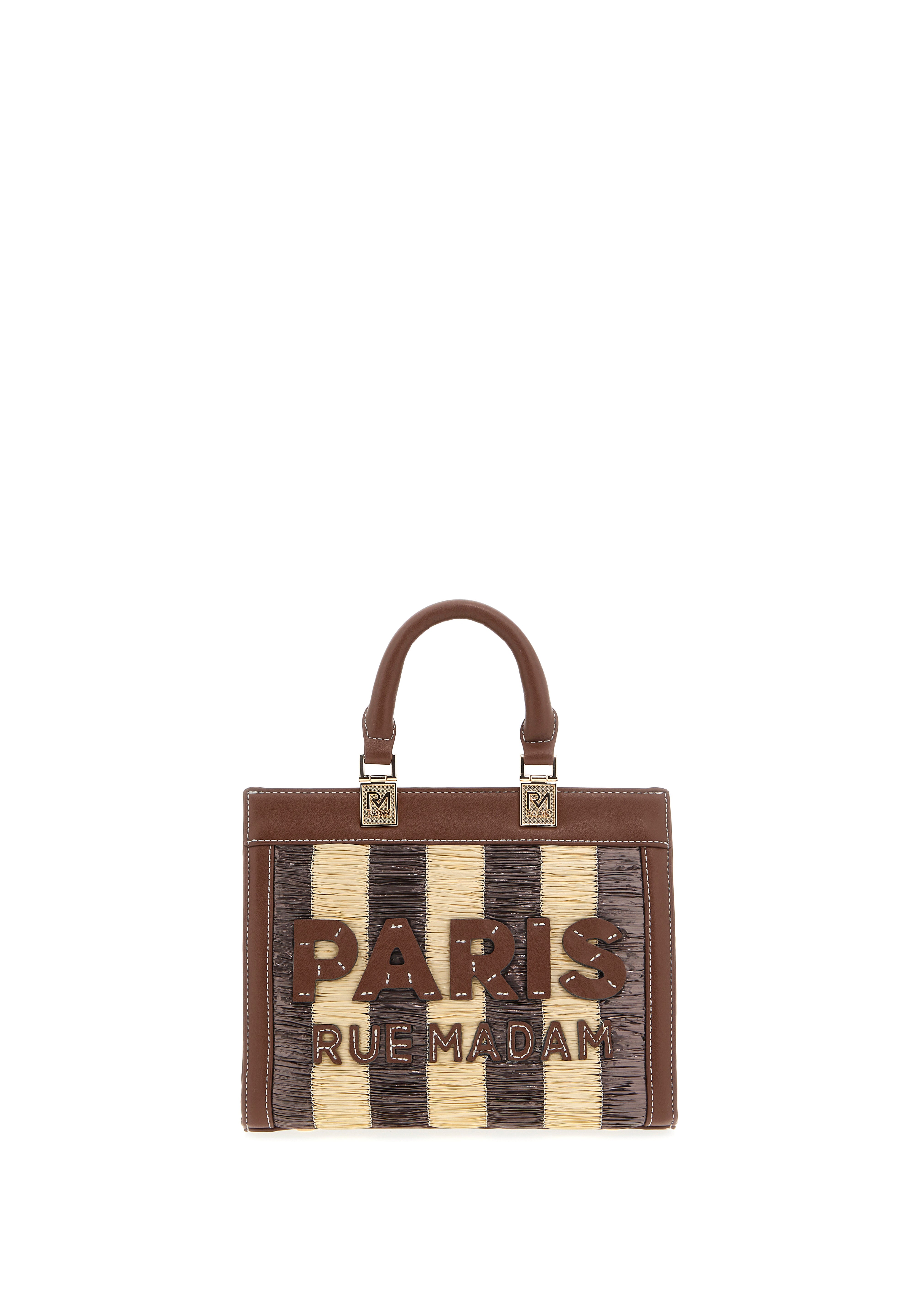 Mini tote bag in tan from Rue Madam, featuring a structured design and comfortable handles, perfect for everyday use.
