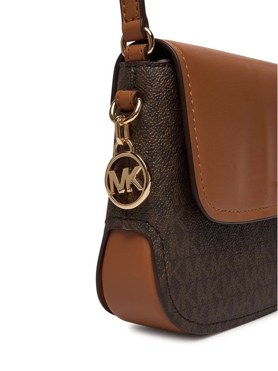 Small Michael Kors Alice Xbody bag for women, stylish black leather accessory with gold-tone hardware and adjustable strap.