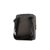Piquadro men's iPad mini shoulder bag in black leather with adjustable strap and multiple compartments.