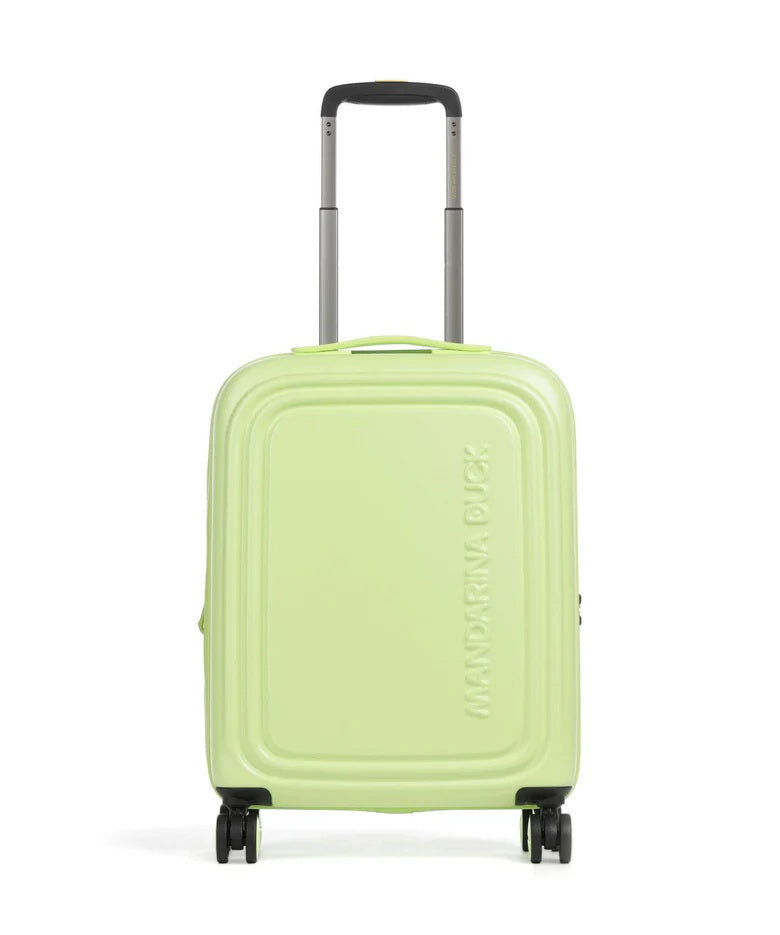 Unisex Cabin Trolley Logoduck by Mandarina Duck with logo, compact design, suitable for carry-on travel, black color and durable wheels.