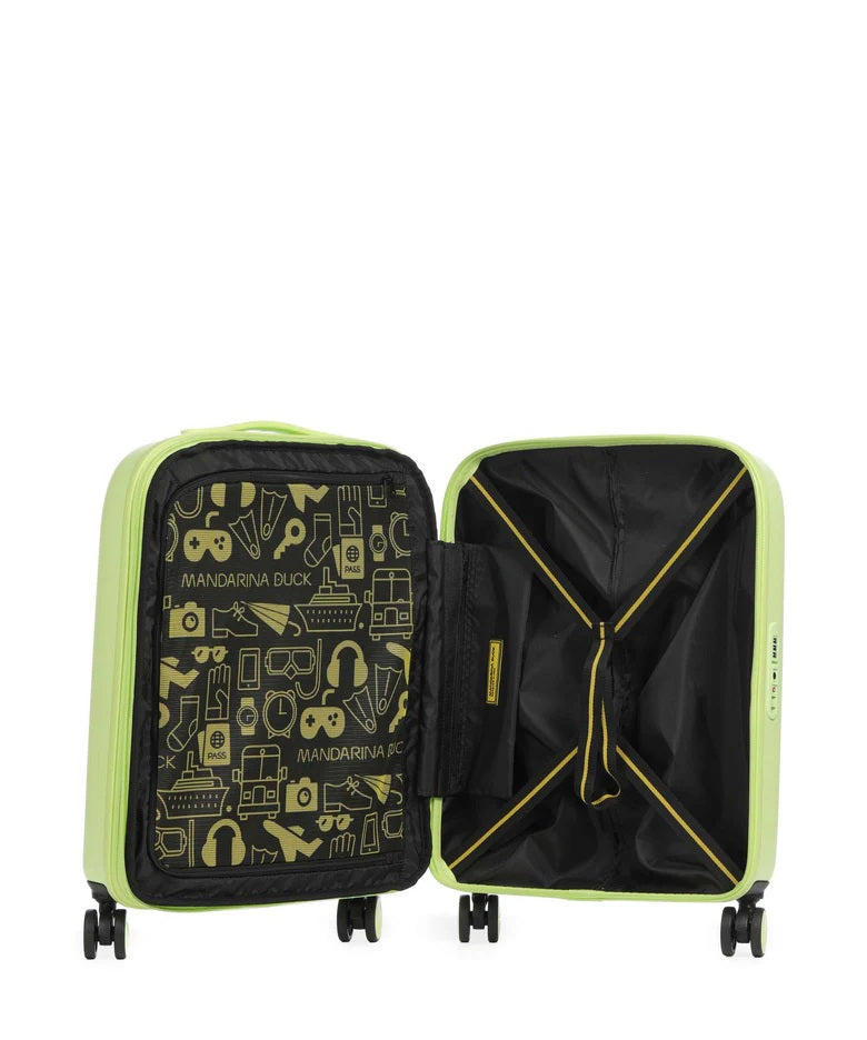 Unisex Cabin Trolley Logoduck by Mandarina Duck featuring logo design, compact travel luggage with handle and wheels.