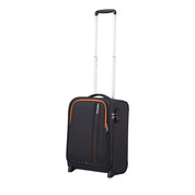 Unisex cabin trolley bag from American Tourister Sea Seeker collection with durable wheels and sleek navy design.