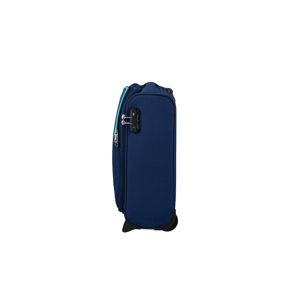 Unisex Cabin Trolley Sea Seeker by American Tourister with durable hard shell and retractable handle for travel.