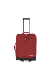 Small Travelite cabin trolley with four wheels, compact design, black exterior, suitable for carry-on travel and easy maneuvering.