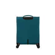 American Tourister Cabin Trolley Summer Spinner expandable travel bag with four wheels and handle, suitable for unisex carry-on luggage.