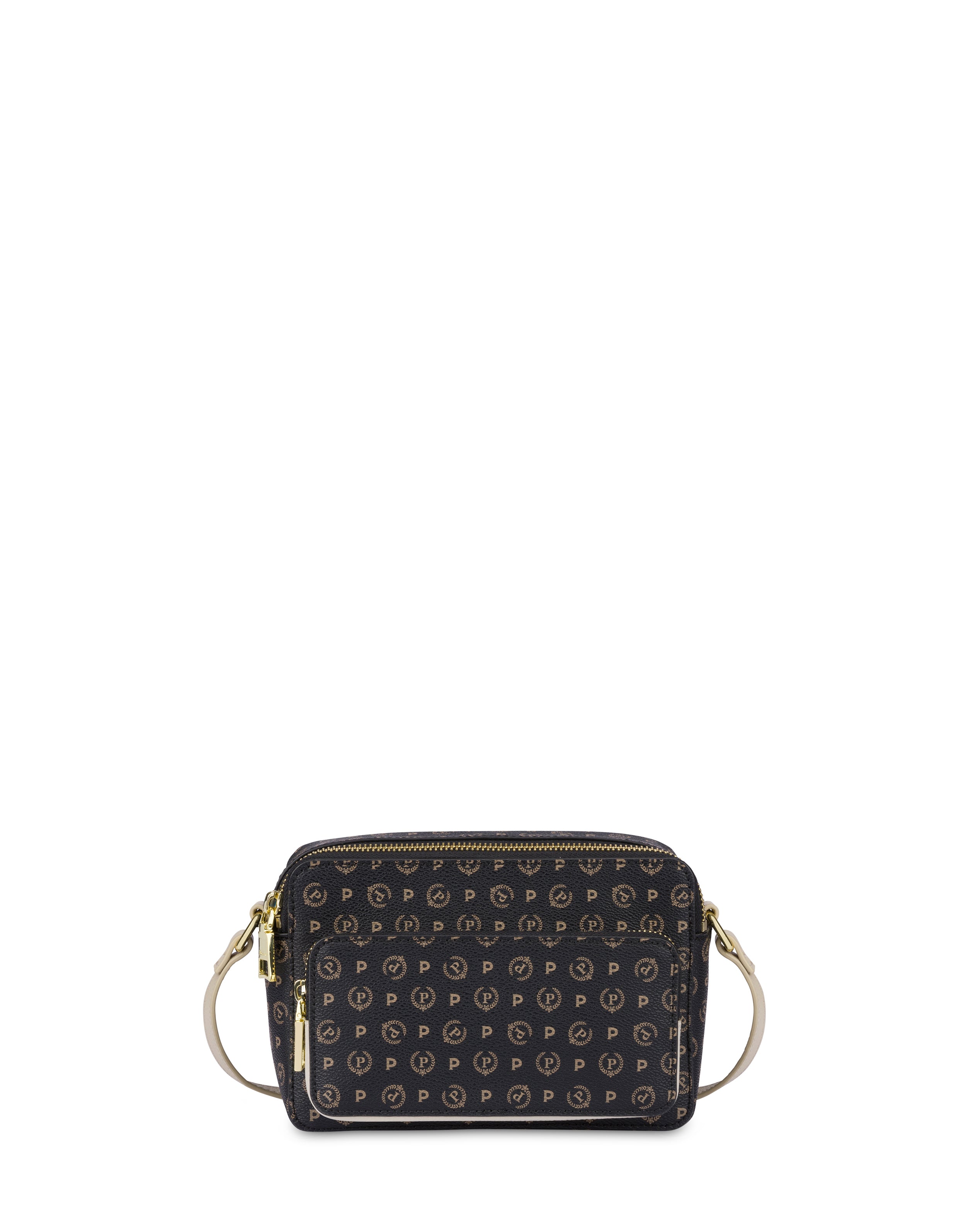 Pollini Heritage camera bag for women, small leather crossbody bag with elegant design and adjustable strap.