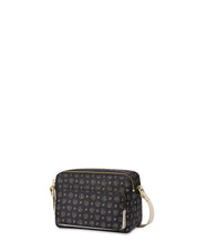 Mini camera bag by Pollini in heritage style, featuring a sleek design with a top handle and adjustable strap.