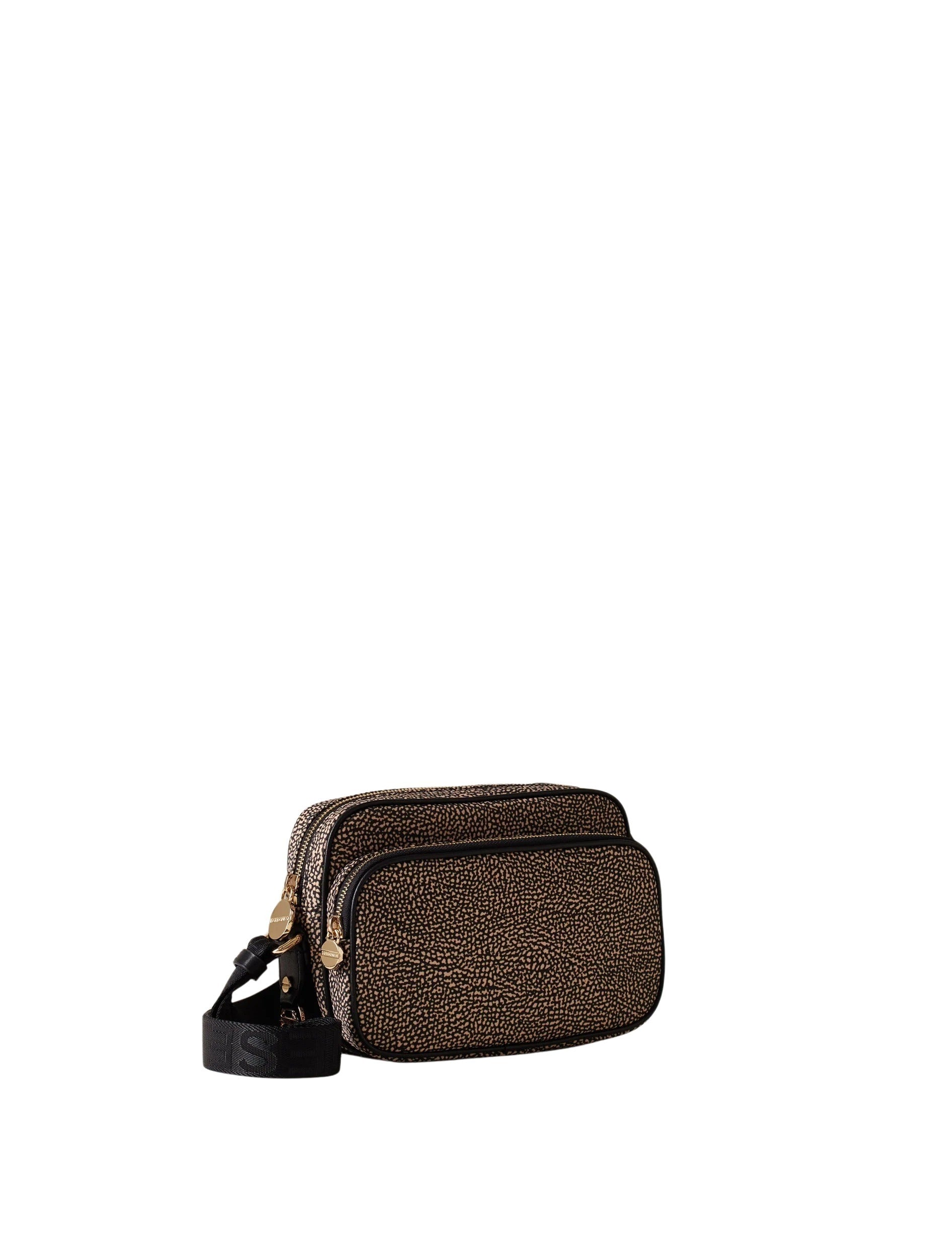 Small Borbonese camera case in eco-friendly material, featuring a sleek design and adjustable strap for easy carrying.