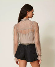 Camicia in tulle con lurex Twinset