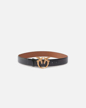 Pinko Love Berry H4 pink belt for women, stylish accessory with a pink hue, showcasing the detailed buckle design.