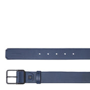 Piquadro men's belt with leather strap and metal buckle, stylish accessory for casual or formal wear.
