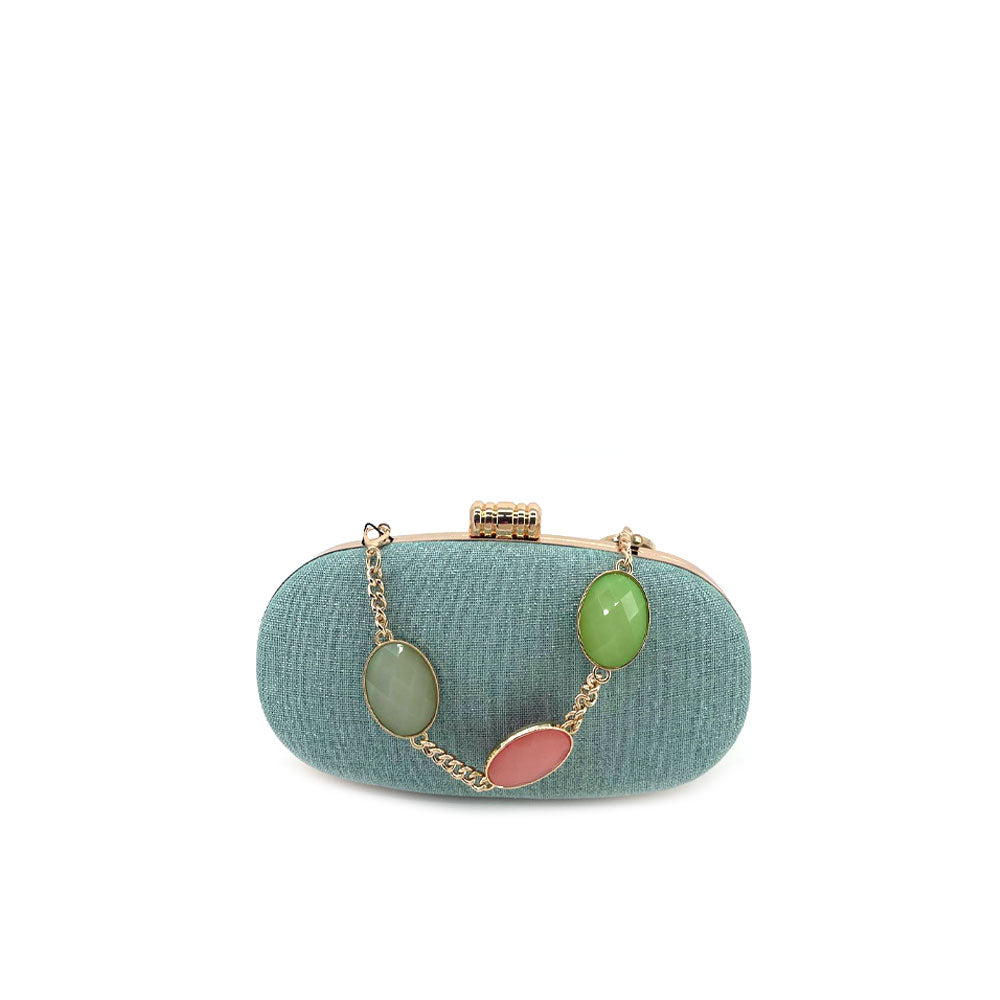 Clutch Straw With Multicolor Chain Kontessa - MYLILLY