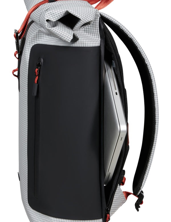 Unisex Samsonite Coatify Biz Rolltop Backpack with 15.6-inch laptop compartment, black nylon design and rolltop closure.