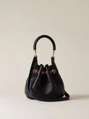 Mini Bucket Borbonese handbag with top handle, structured design, and signature logo details.