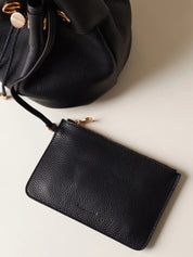 Mini Bucket Borbonese handbag with leather drawstring closure and top handle, stylish accessory for women.