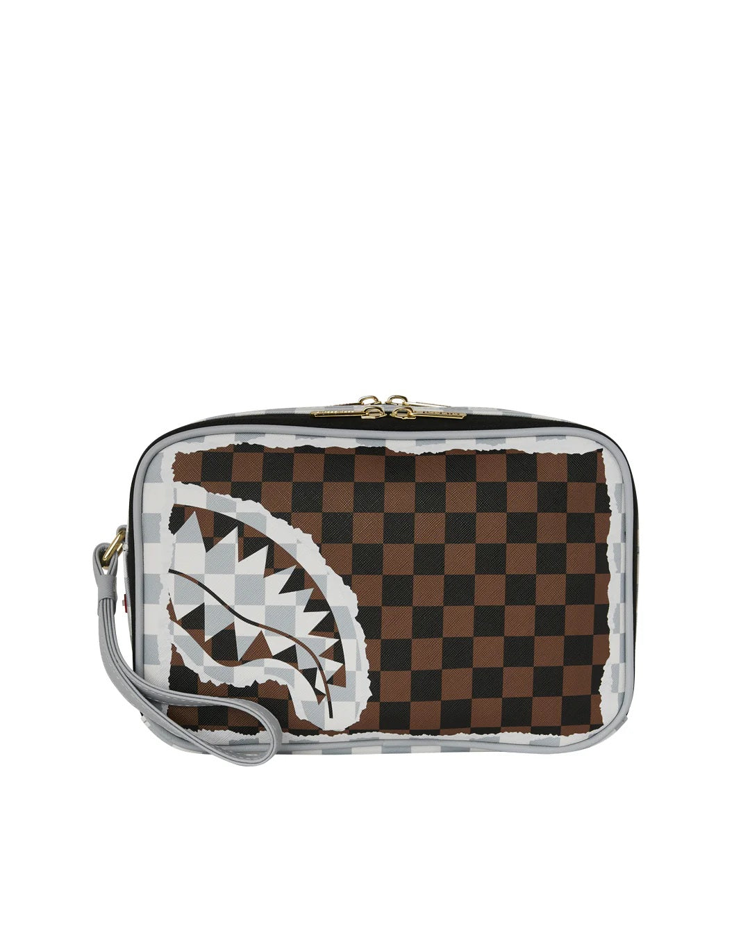 Cream And Brown Tear Check Toiletry Bag Sprayground - MYLILLY