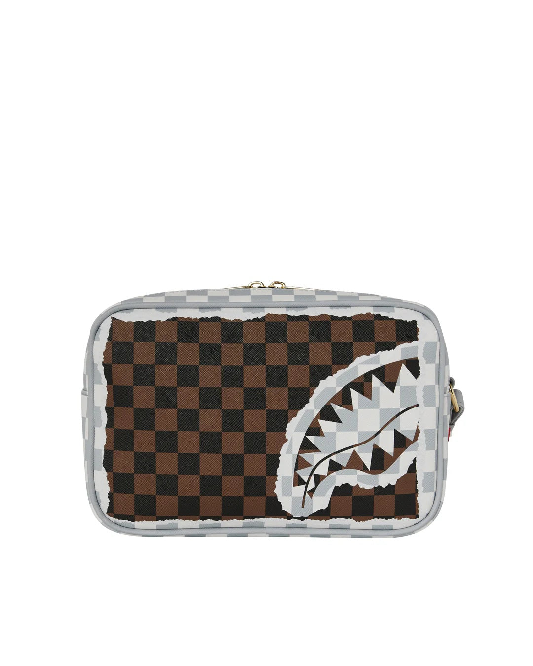 Cream And Brown Tear Check Toiletry Bag Sprayground - MYLILLY