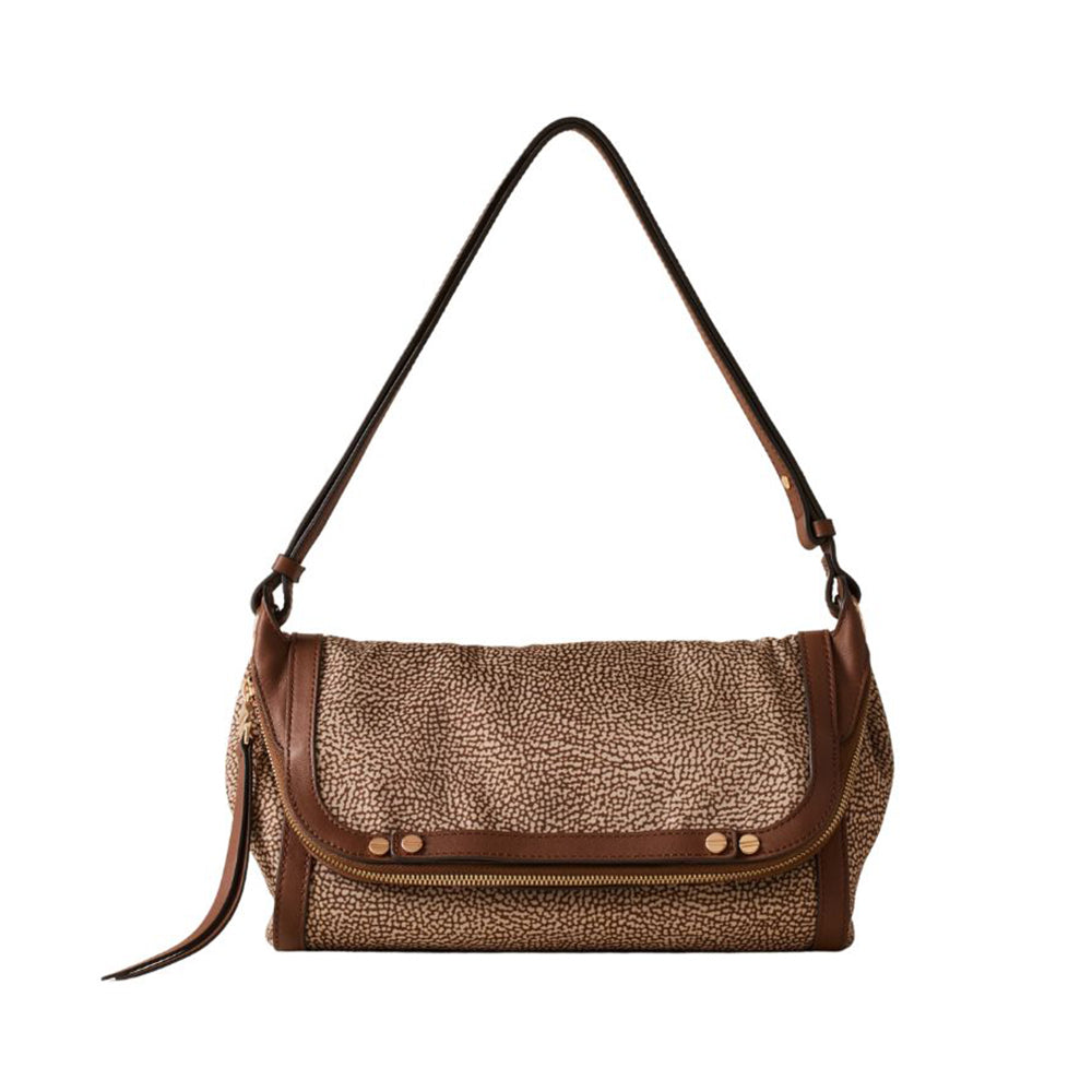 Small crossbody bag by Borbonese with a sleek frame design, featuring a shoulder strap and elegant style.
