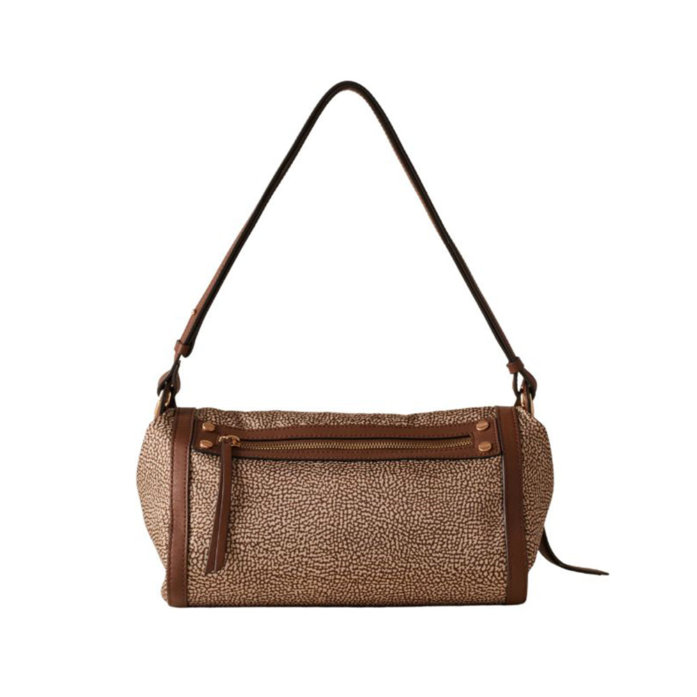 Small frame Borbonese crossover bag for women, stylish shoulder bag with sleek design and adjustable strap.