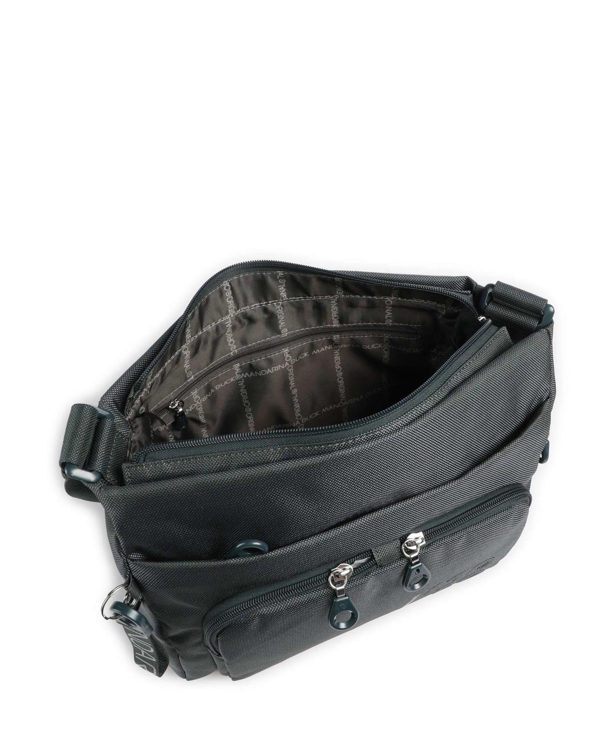 Mandarina Duck Crossover MD20 women's shoulder bag in tan leather with adjustable strap and sleek design.