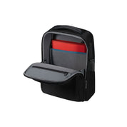 Samsonite Evosight backpack with 14.1-inch laptop compartment, unisex design, black fabric with multiple compartments and padded straps.