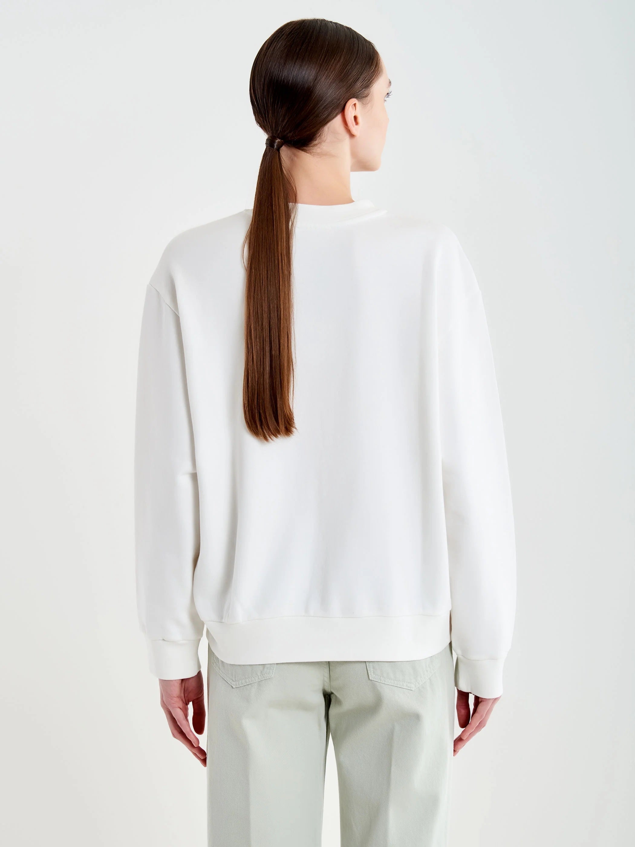 Vicolo Felpa Basic Donna, soft gray sweatshirt with relaxed fit and ribbed cuffs, casual and comfortable for everyday wear.