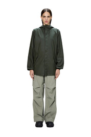 Unisex Rains fishtail rain jacket with waterproof fabric and adjustable hood, stylish trench coat for rainy weather.