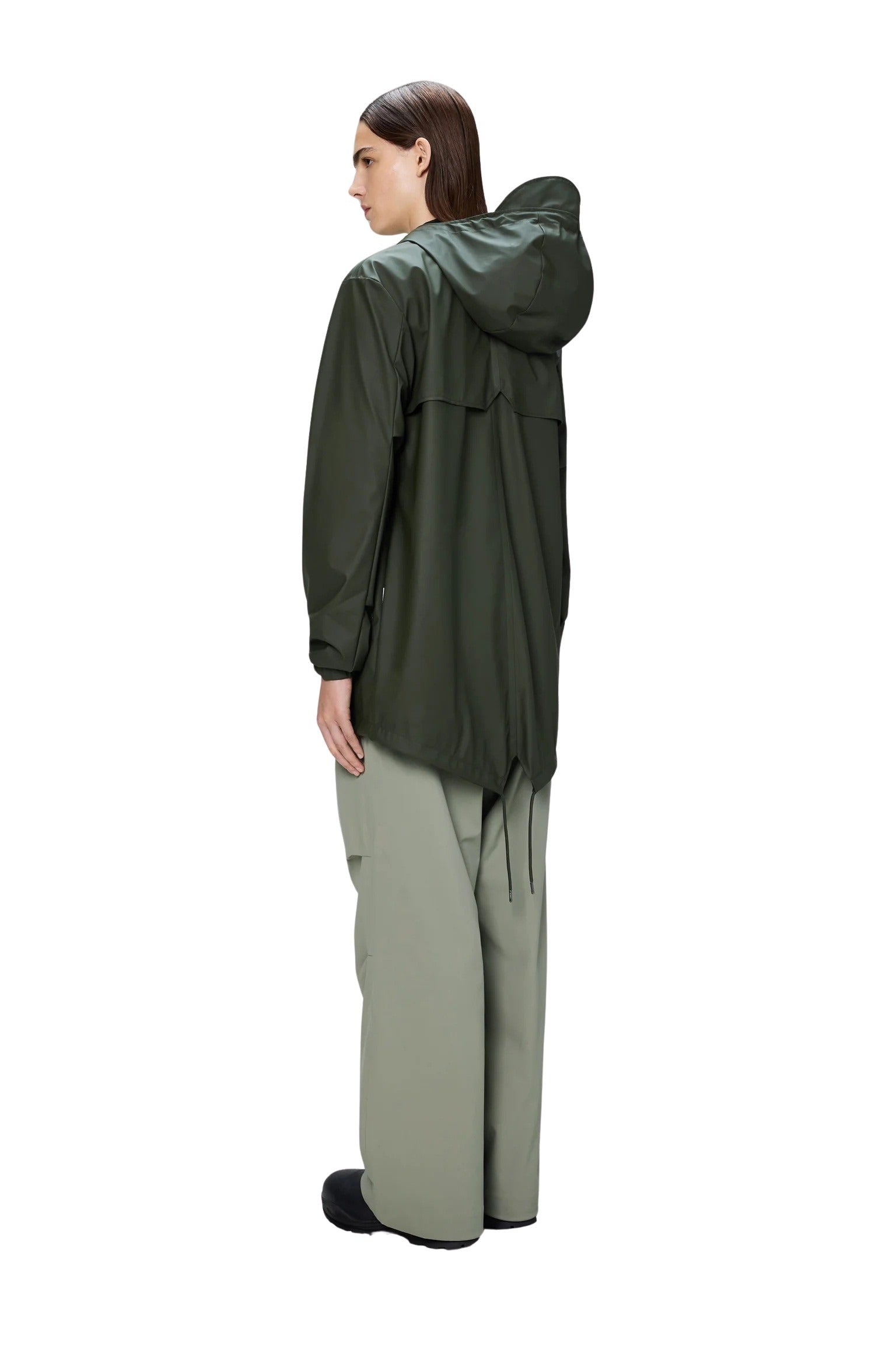 Unisex Fishtail Jacket by Rains, waterproof trench coat with a fishtail design, suitable for rain protection and casual wear.
