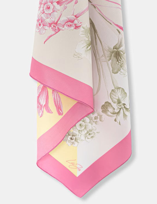 Liu Jo women's foulard with floral pattern, lightweight silk fabric, and elegant design for versatile accessorizing.