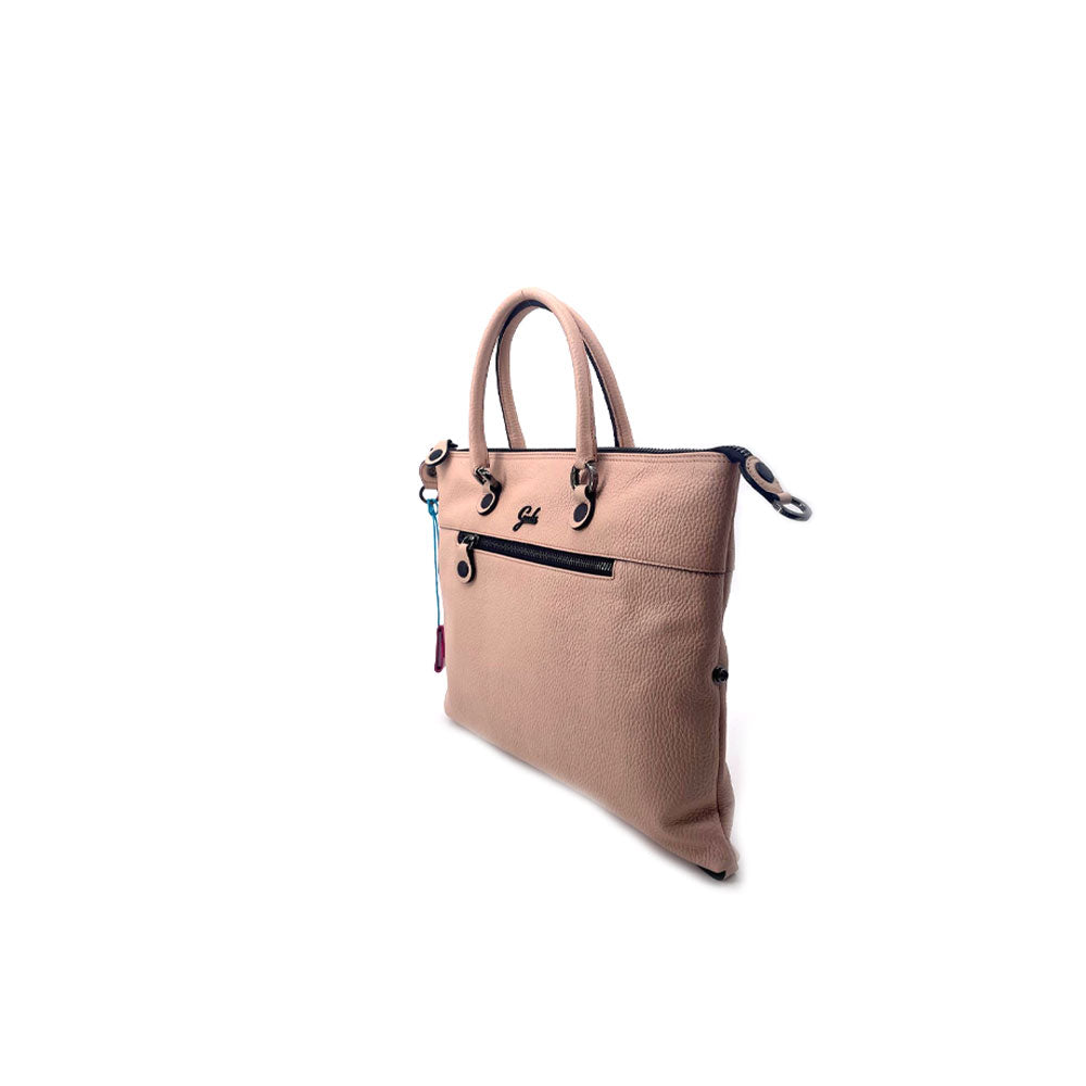 Gabs Borsa G3 Zip Plus medium shoulder bag in black leather with silver hardware and adjustable strap.