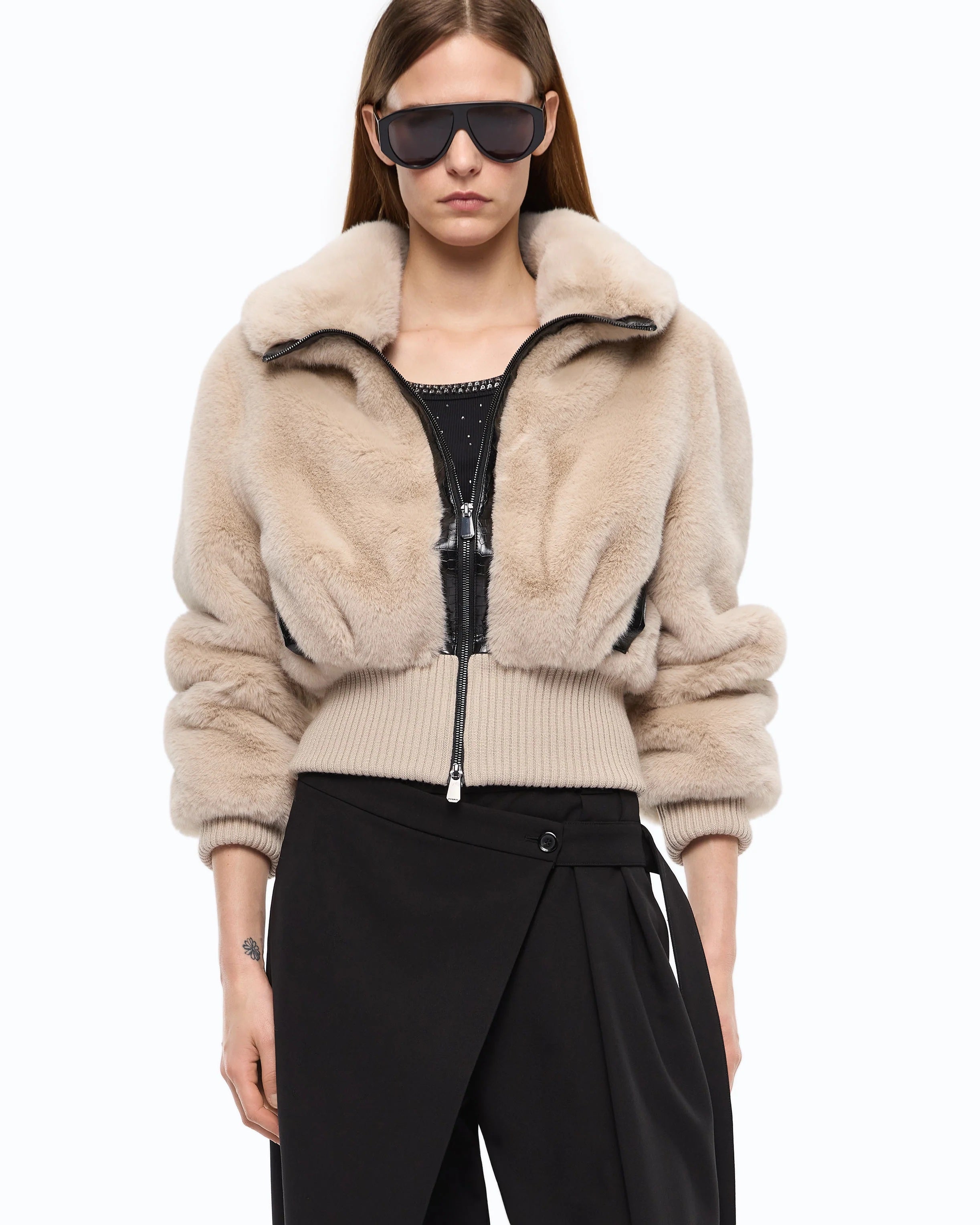 Pinko Bagels faux fur bomber jacket