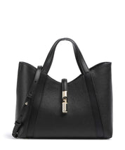 Furla Goccia S Tote Furla handbag with fur accents, black leather, and structured design for stylish women's accessory.