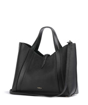 Furla Goccia S Tote Furla handbag in brown leather with gold accents, featuring a structured design and top handles.