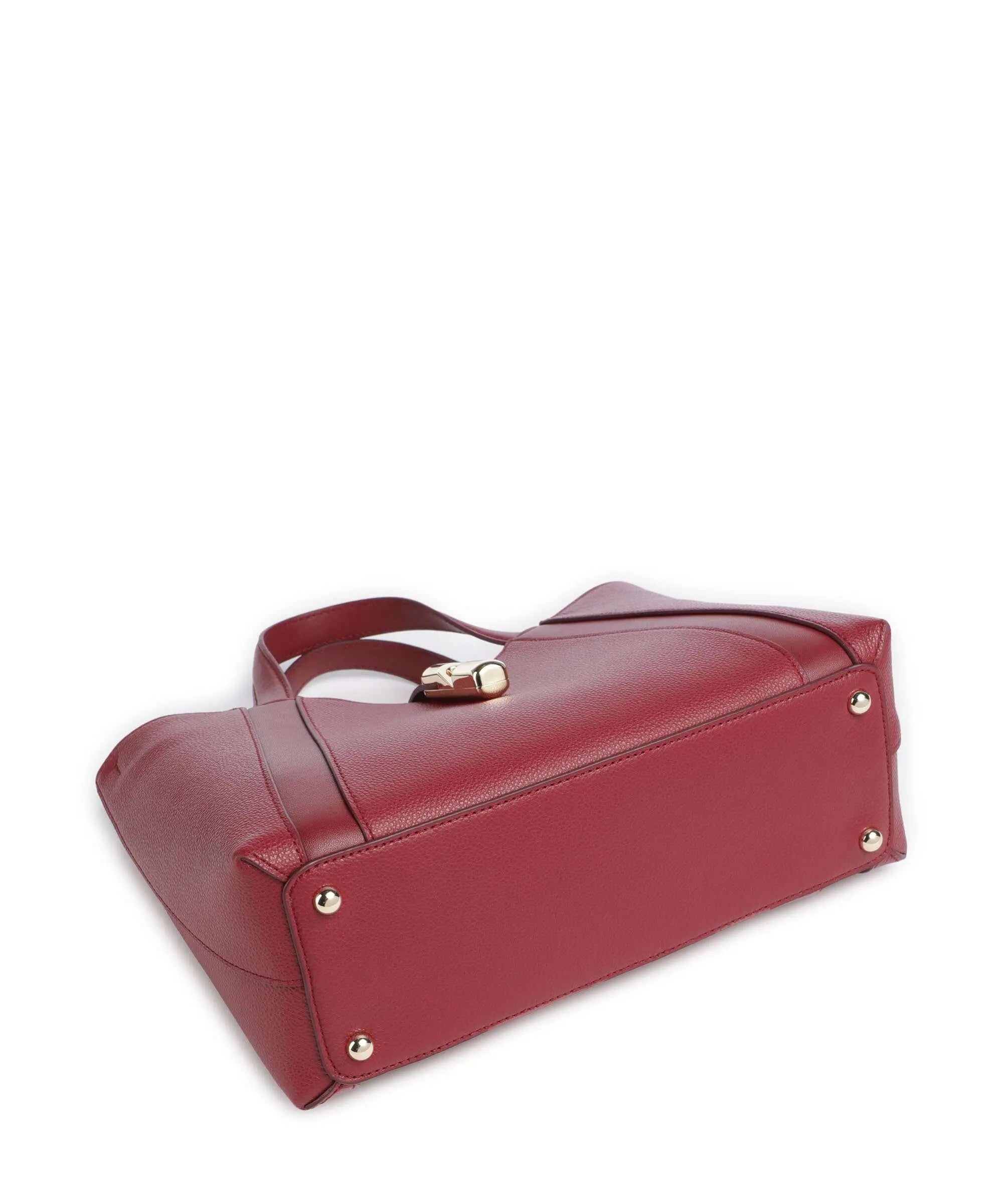 Furla Goccia S tote bag with fur detail, black leather handle and structured design for women's hand carry accessories.