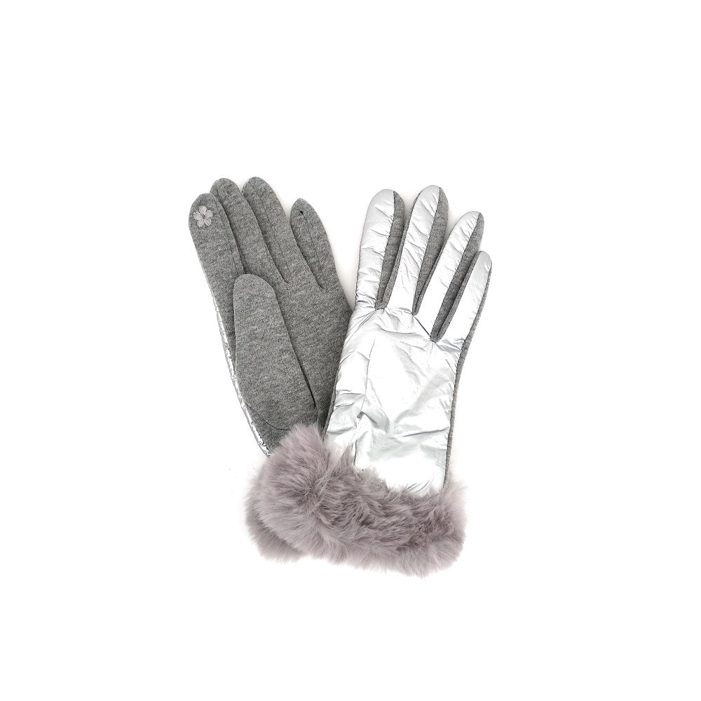 Guanti con polsini in pelliccia Verde - MYLILLY