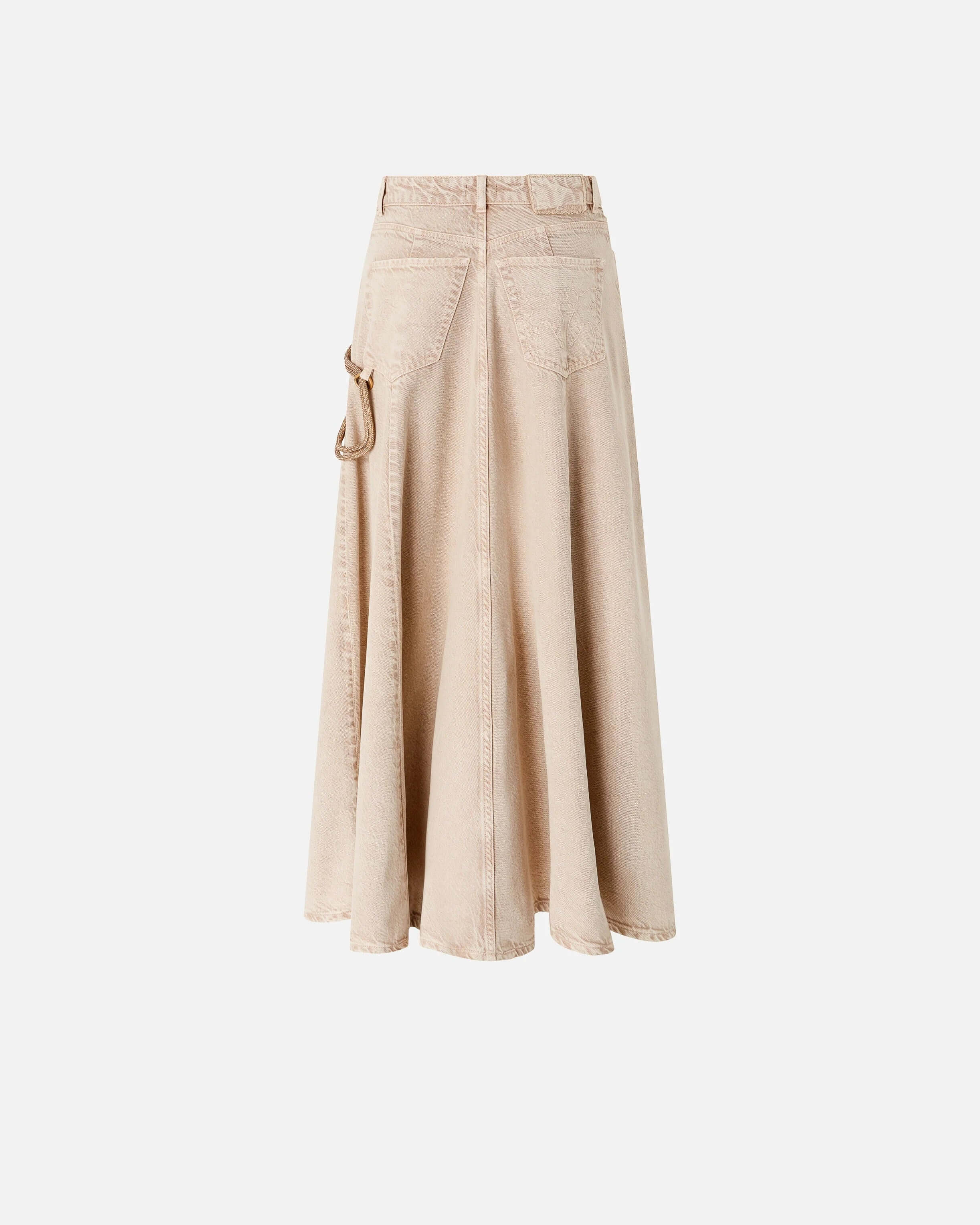 Pinko Hurghada Donna Gonna in pink fabric with stylish design, featuring a flowy silhouette and elegant details.
