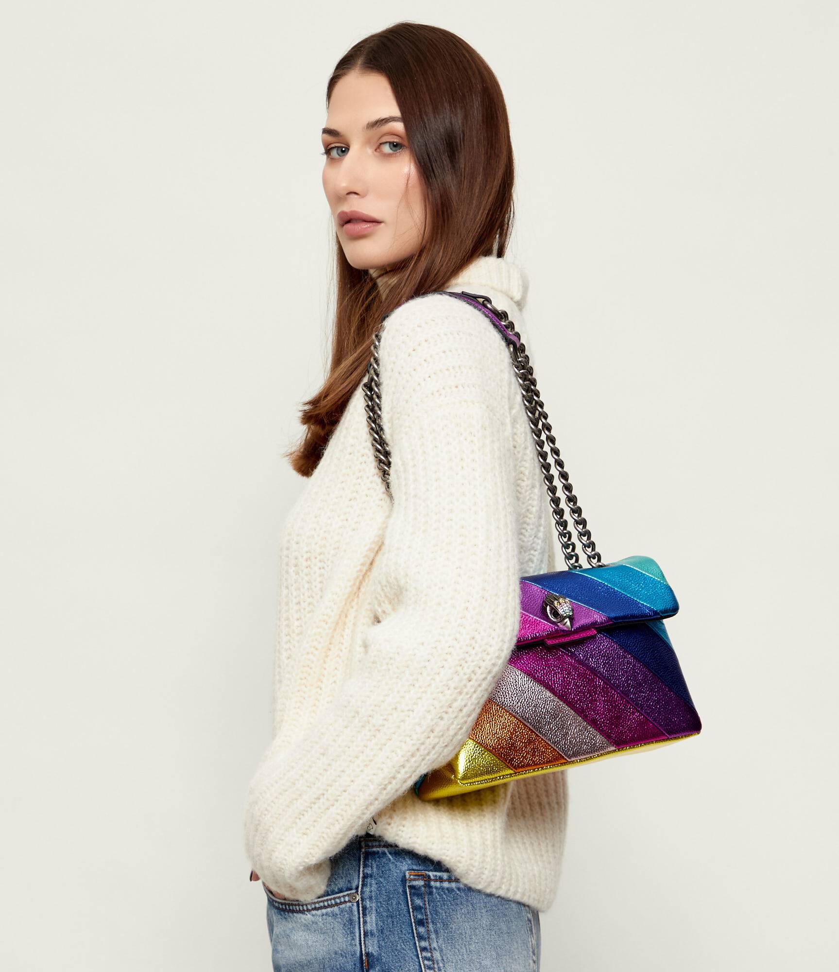 Large Kurt Geiger Kensington Bag for women, stylish shoulder bag with spacious design and elegant detailing.