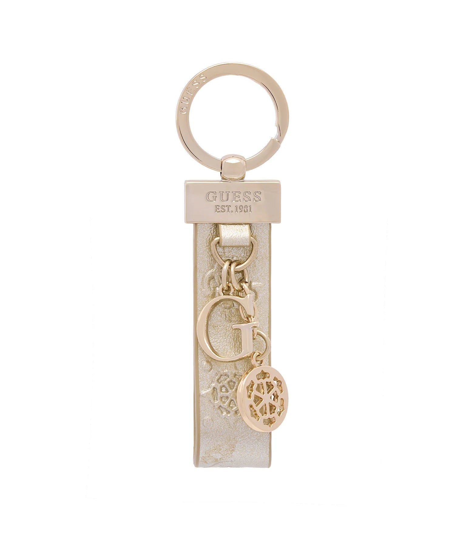 Guess keyring accessory featuring a stylish design, perfect for women’s jewelry and key organization.