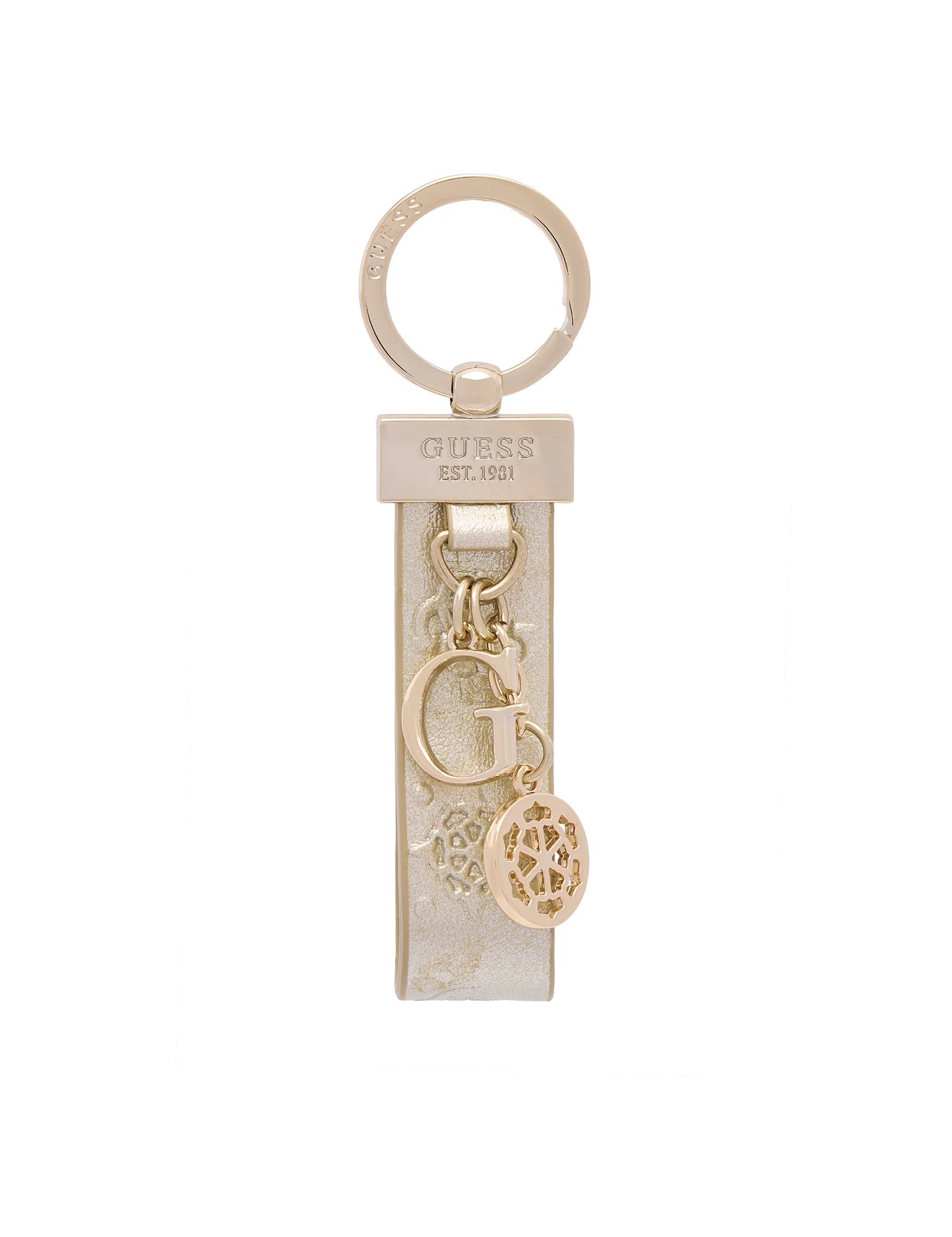 Guess keyring accessory featuring a stylish design, perfect for women’s jewelry and key organization.
