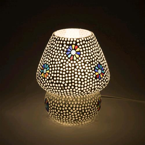 Lampada da tavolo in vetro mosaicata con fiori India World - MYLILLY