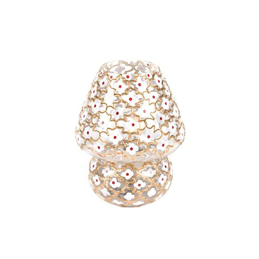 Lampada da tavolo in vetro motivo dipinto base trasparente India World - MYLILLY