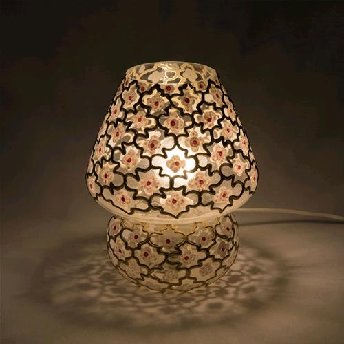Lampada da tavolo in vetro motivo dipinto base trasparente India World - MYLILLY