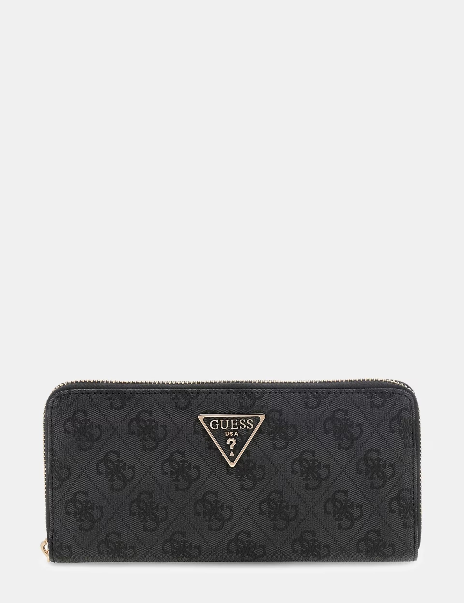 Large zip-around wallet from Guess in a stylish design, featuring multiple compartments and a sleek finish.