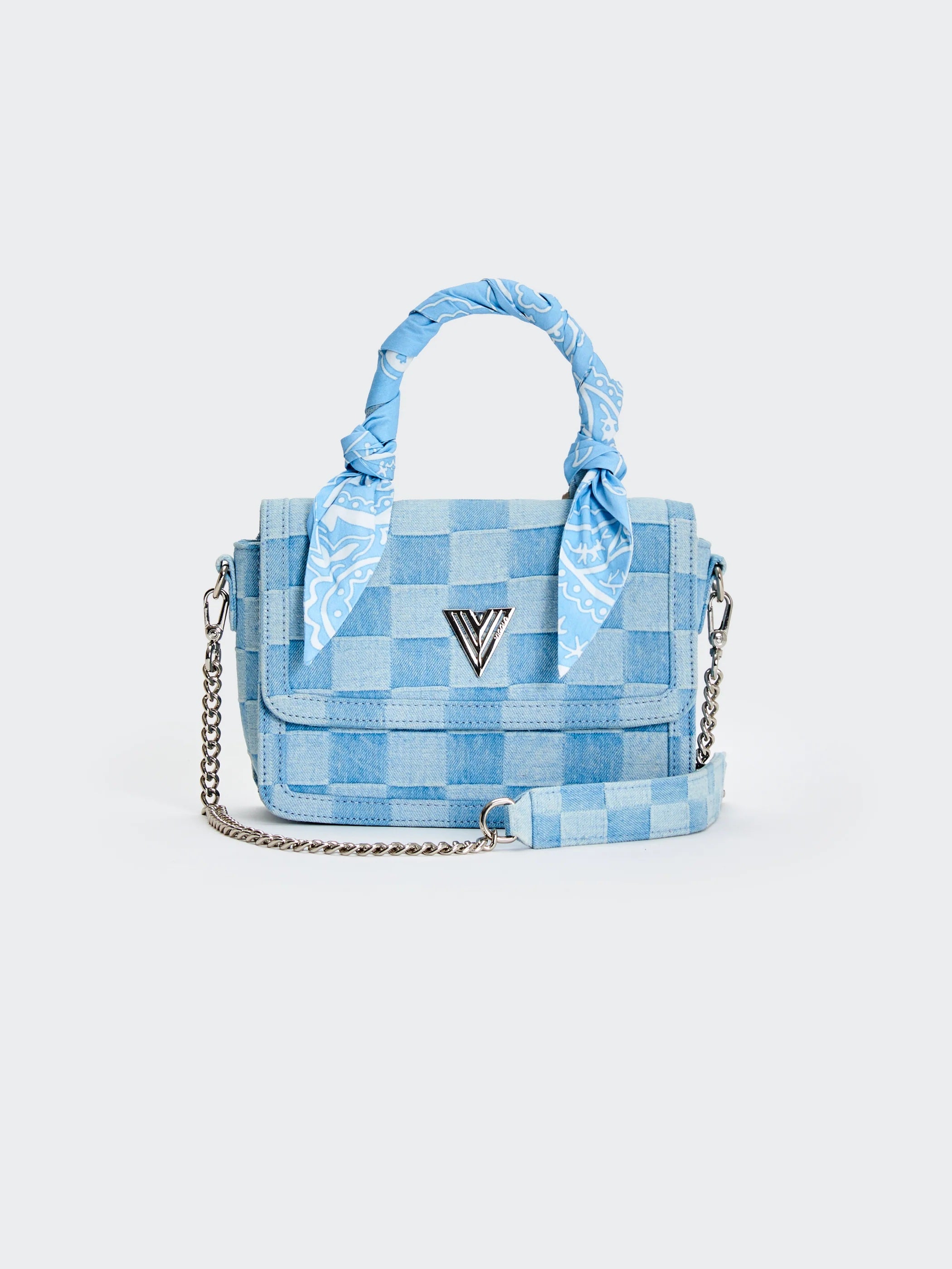 Vicolo Le Marais Denim Vicolo women's handbag with denim fabric, top handle, and stylish design for everyday use.