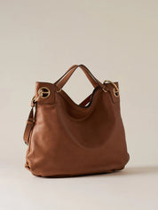 Large Borbonese London shopping bag for women, stylish leather hand-held accessory with logo detail.
