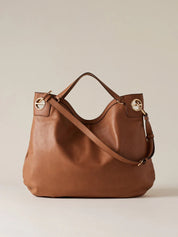 Large Borbonese London shopping bag for women, stylish leather hand bag with top handles and spacious interior.