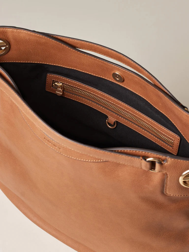 Large Borbonese London shopping bag for women, stylish leather hand-held accessory with elegant design and spacious interior.