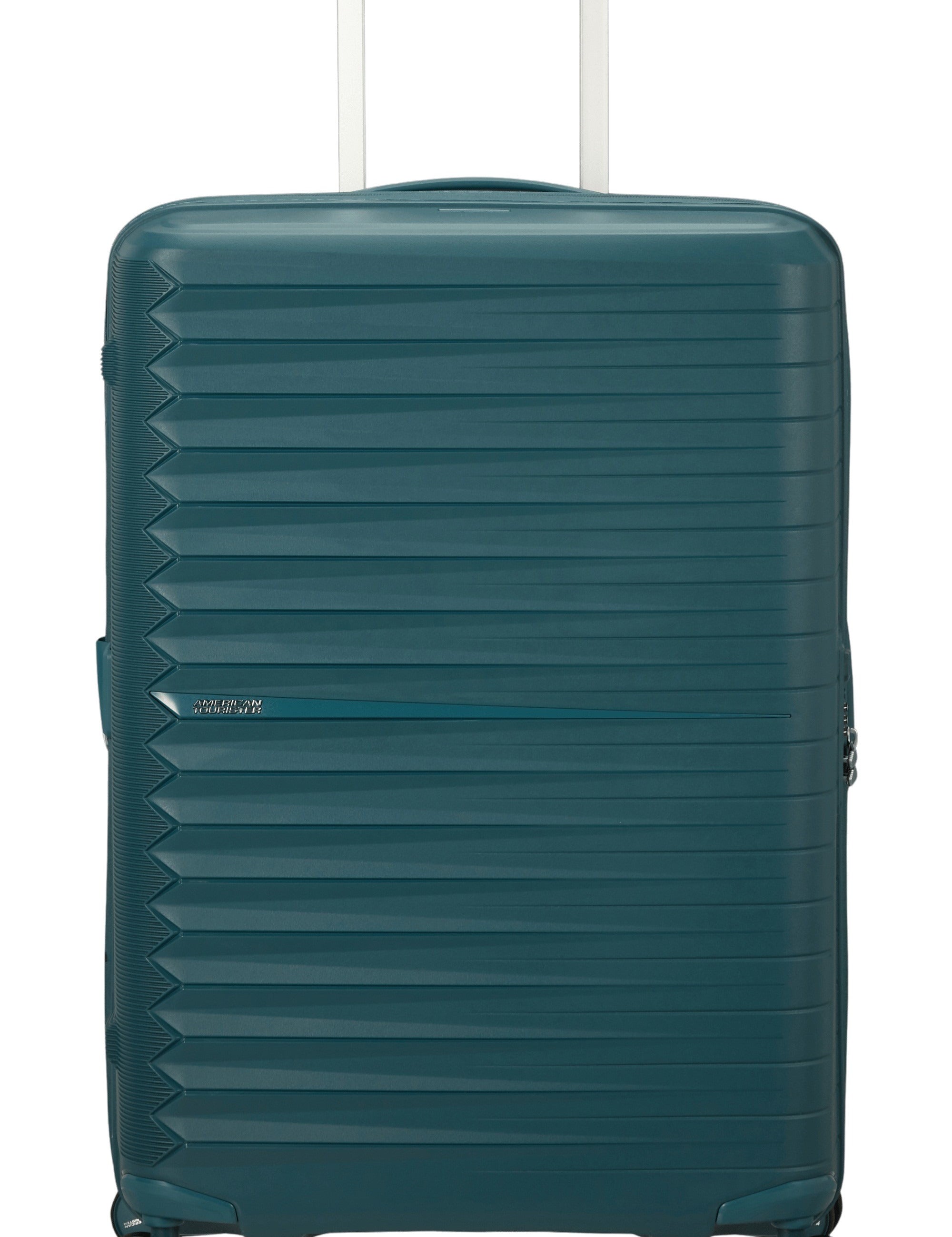 Medium American Tourister FastForward Exp trolley suitcase for unisex travel, with sturdy wheels and spacious interior.