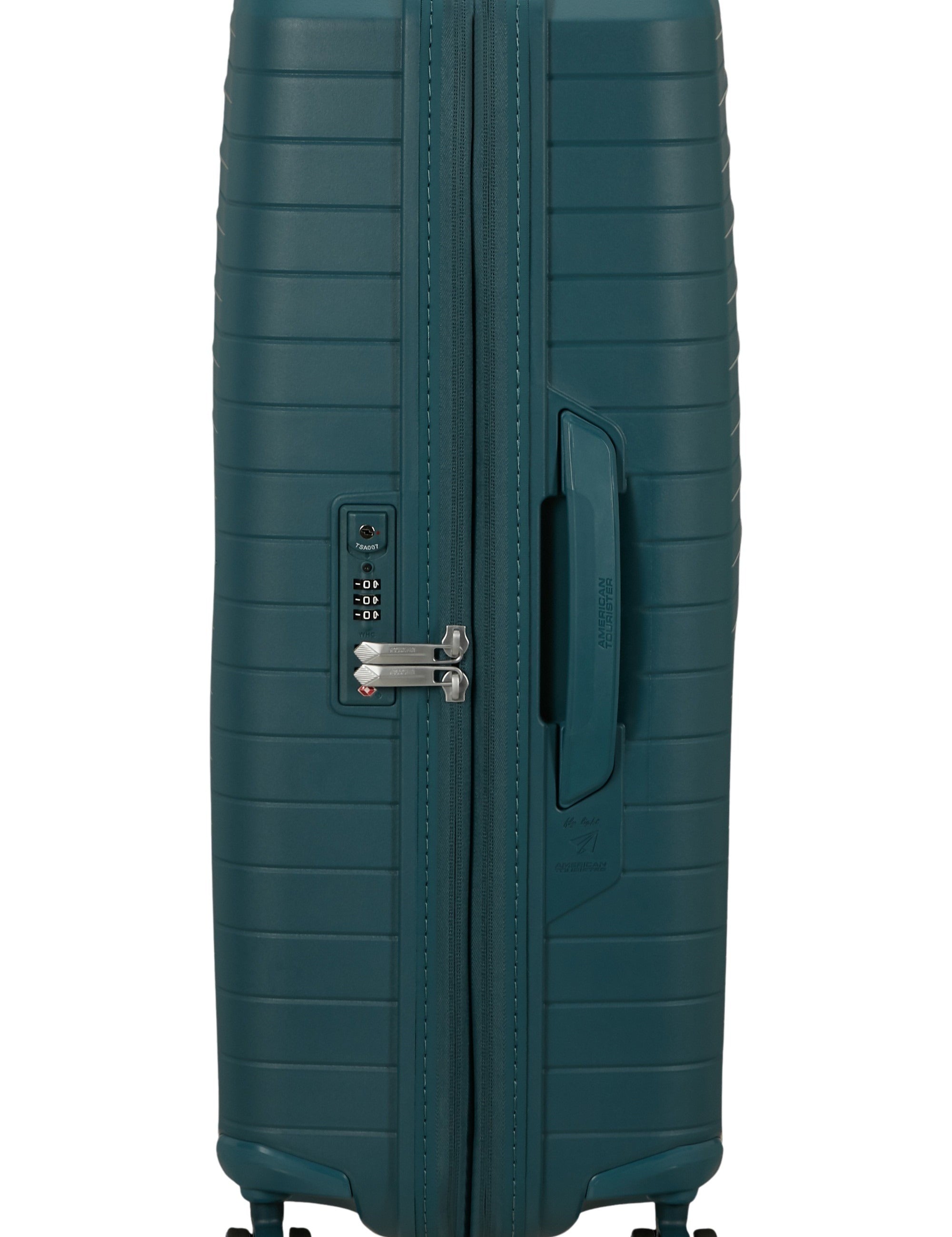 Medium American Tourister FastForward Exp trolley bag for unisex travel, featuring a sleek design and durable construction.